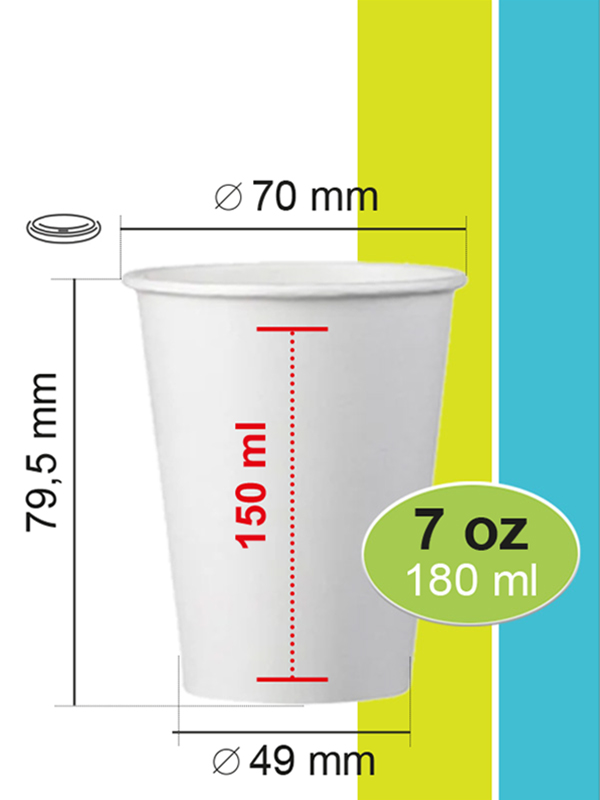 Single Wall Paper Cup for hot drinks 180 ml / 7 oz Vending